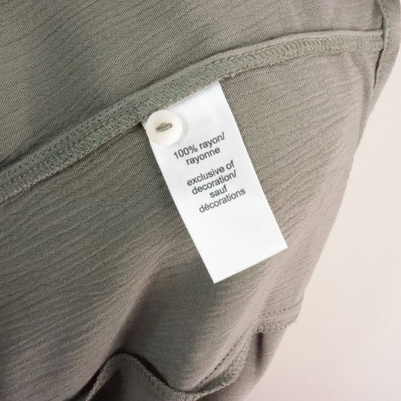 Maurices Women's L Green Eyelet Rayon Crinkle Flutter Sleeve Buttoned Blouse Top - Picture 8 of 8